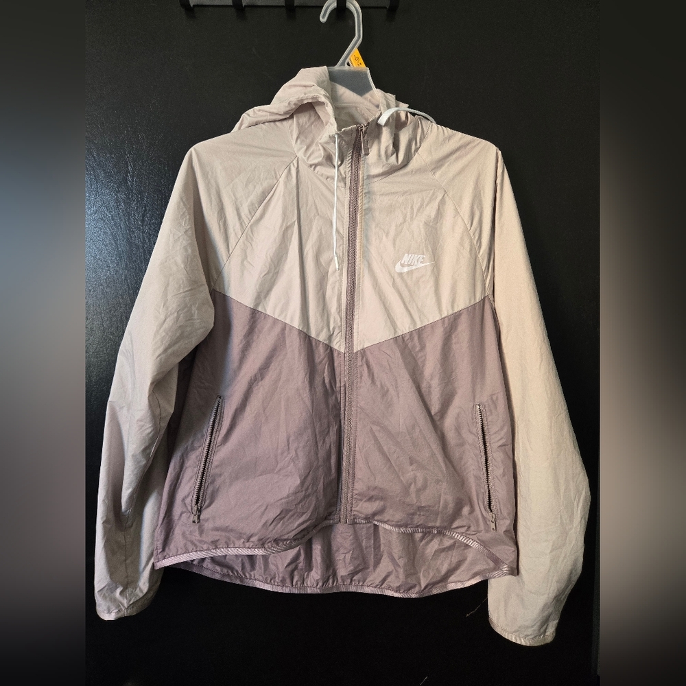 Nike Women's Hooded Windbreaker in Cream/lavender and Gray M EUC
